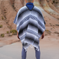 Genuine Mexican Striped Poncho | Gray