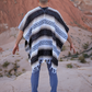 Authentic Mexican Poncho with Stripes | Brown
