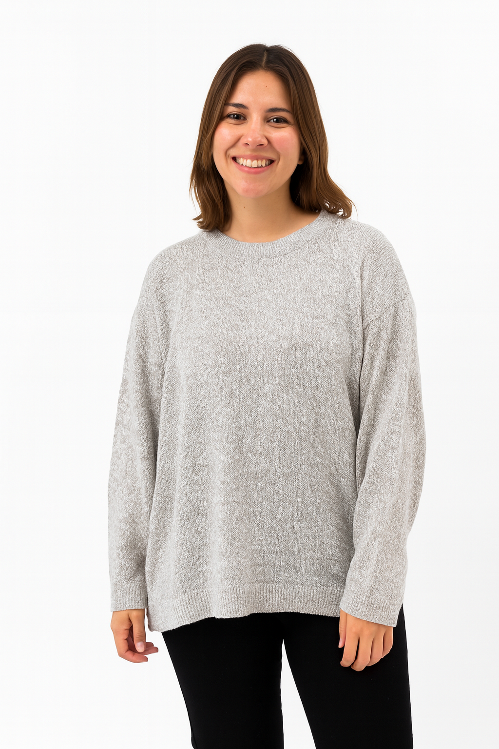 Pull en Mélange d’Alpaga | Gris Clair Chiné