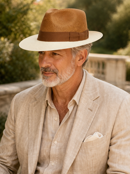 Bicolor Fedora Panama Hat - Habano & Natural | The Color Edit