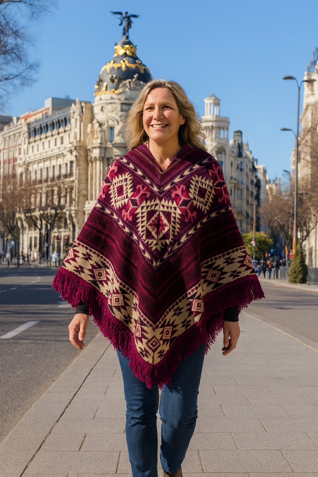Women’s Boho Mexican Hooded Poncho