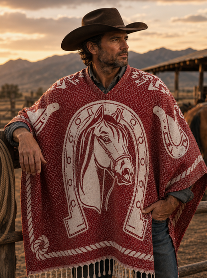 The Red Western Sheriff Poncho