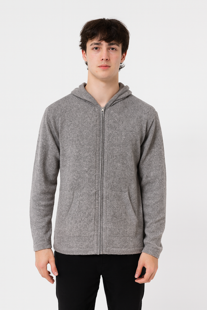 Alpaca Zip Hoodie in Light Gray
