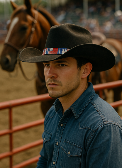 American Flag Beaded Hat Band