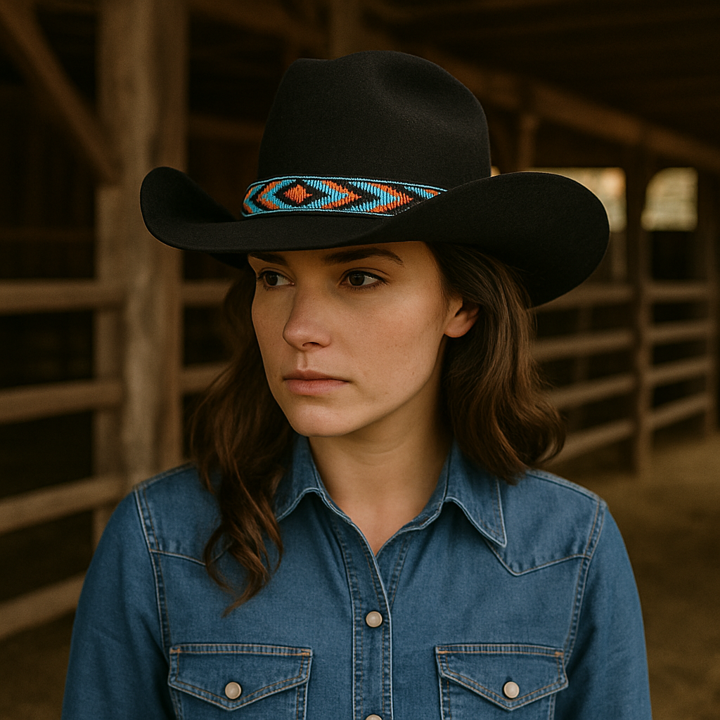 Turquoise & Orange Western Beaded Hat Band