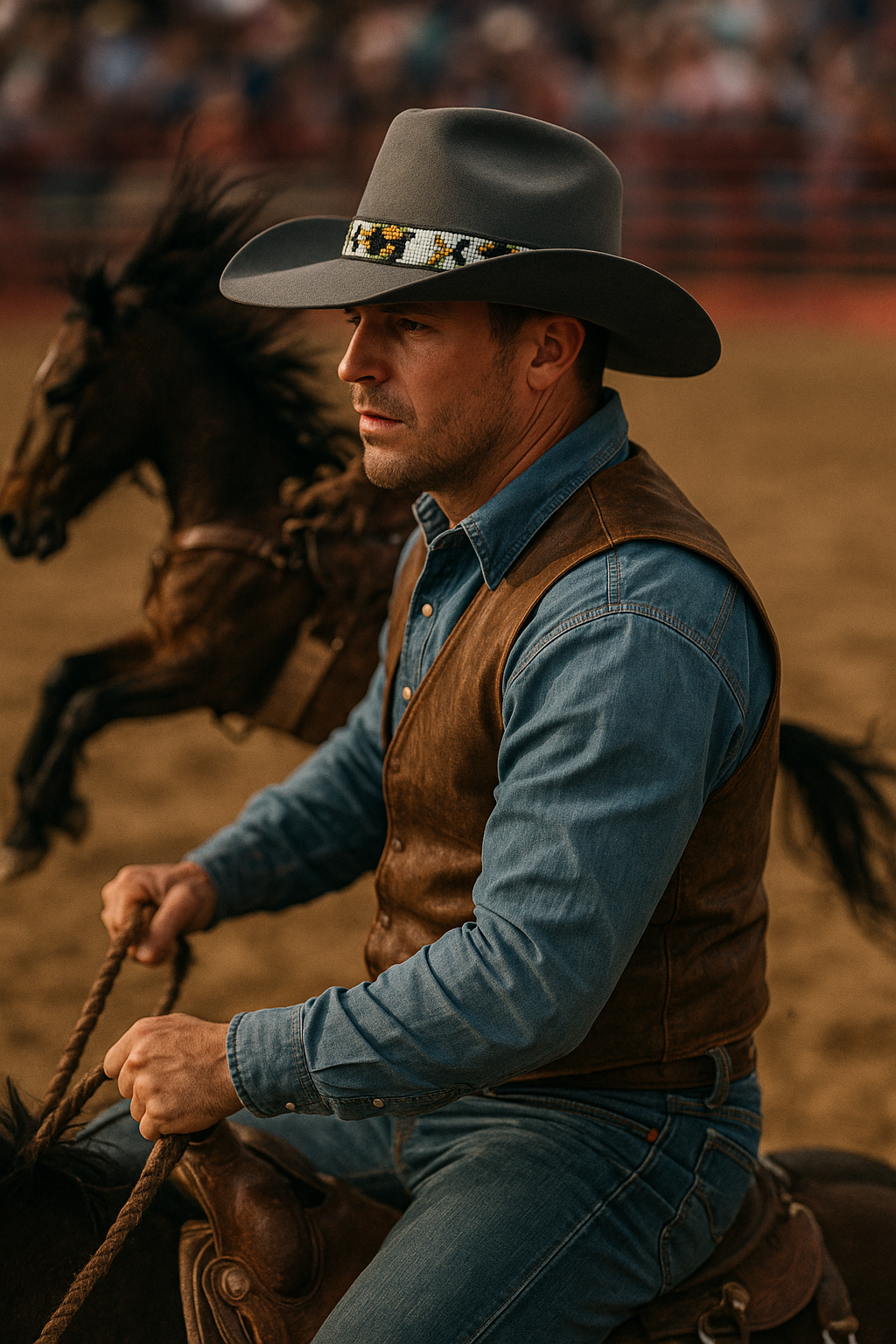 Western Beaded Hat Band with Eagle Motif