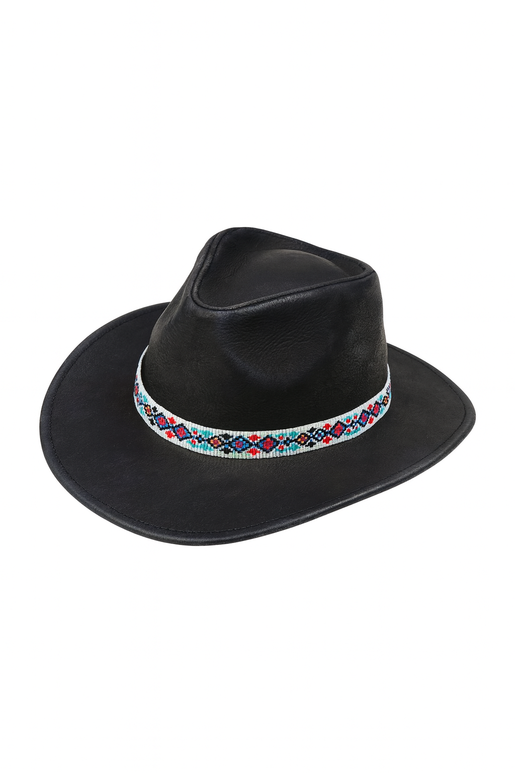 Western Beaded Hat Band with Colorful Diamonds