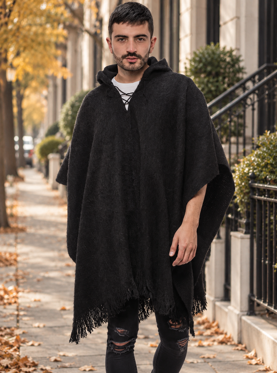 Alpaga Poncho Doux Noir - Boca del monte