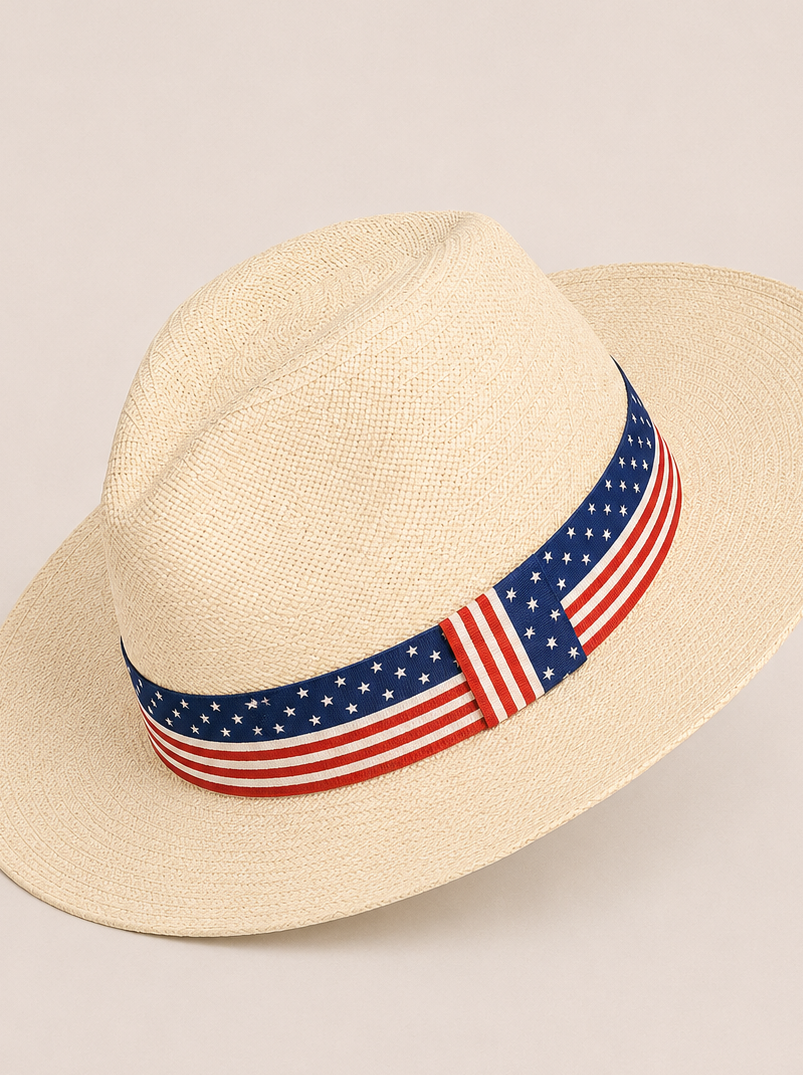 Natural Fedora Panama Hat American Style | USA Hat Band