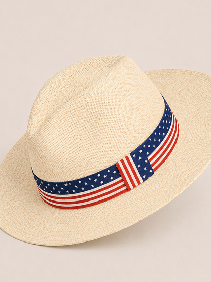 Natural Fedora Panama Hat American Style | USA Hat Band