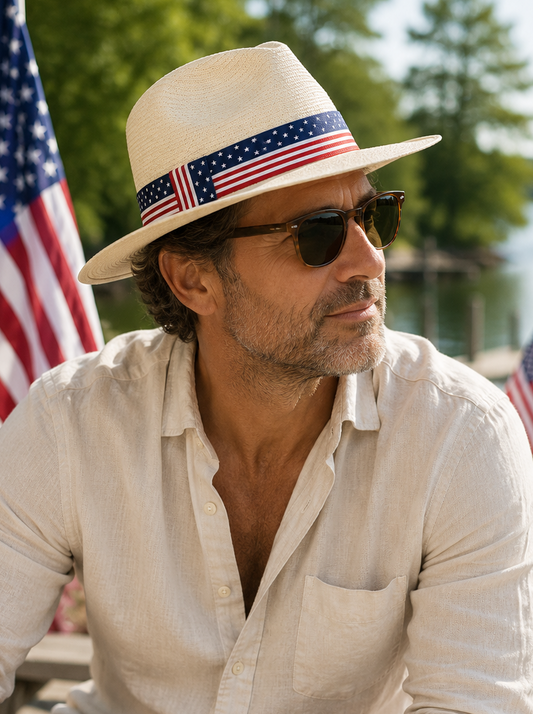 Natural Fedora Panama Hat American Style | USA Hat Band