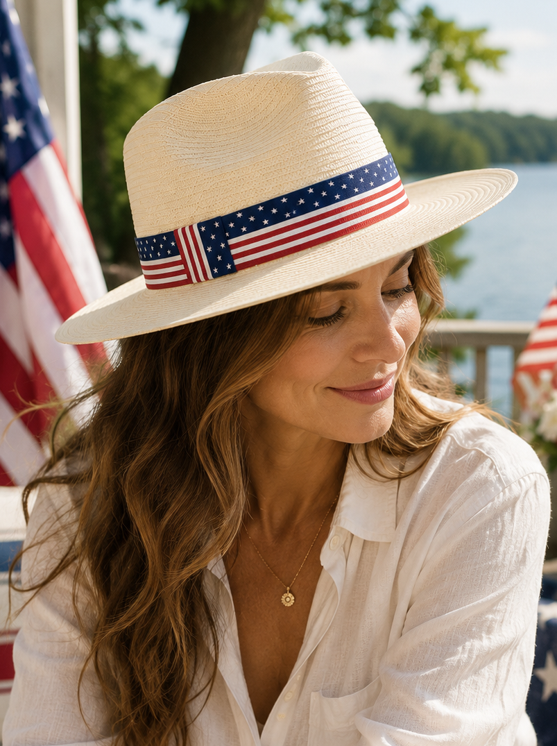 Natural Fedora Panama Hat American Style | USA Hat Band