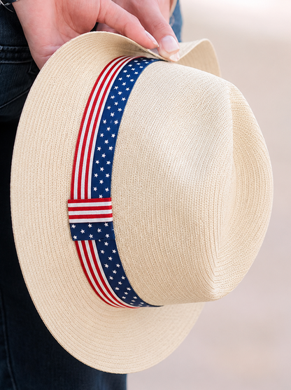 Natural Fedora Panama Hat American Style | USA Hat Band