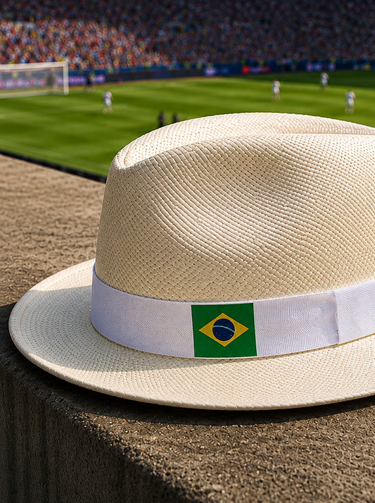 Cappello Panama Bandiera del Brasile Bianco
