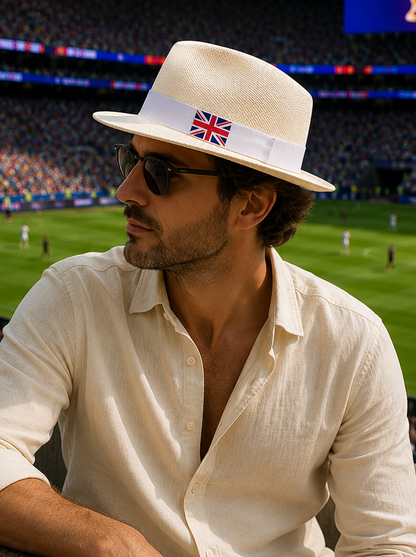 Panama Hat United Kingdom Flag - White