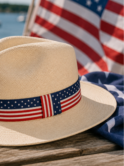 Natural Fedora Panama Hat American Style | USA Hat Band