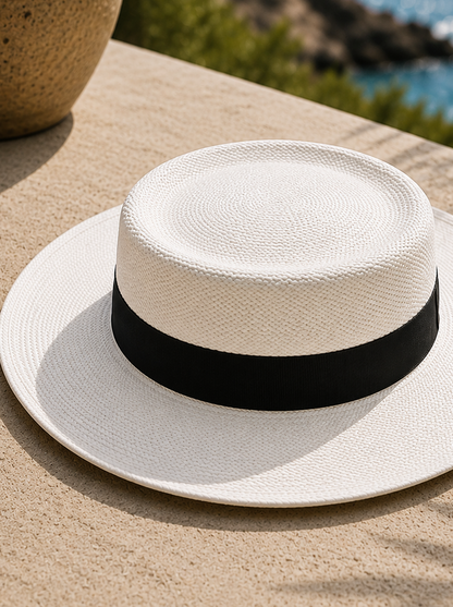White Panama Hat - Wide Brim Gambler Hat