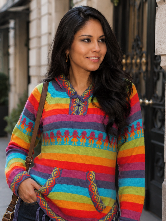 Multicolor Alpaca Hoodie for Women