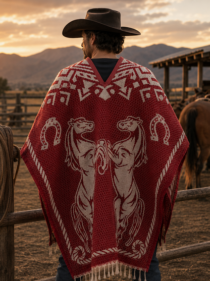 The Red Western Sheriff Poncho