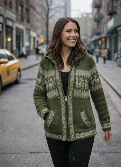 Fair Isle Alpaca Hoodie for Women