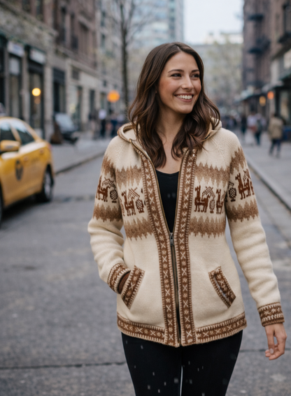 Fair Isle Alpaca Hoodie for Women
