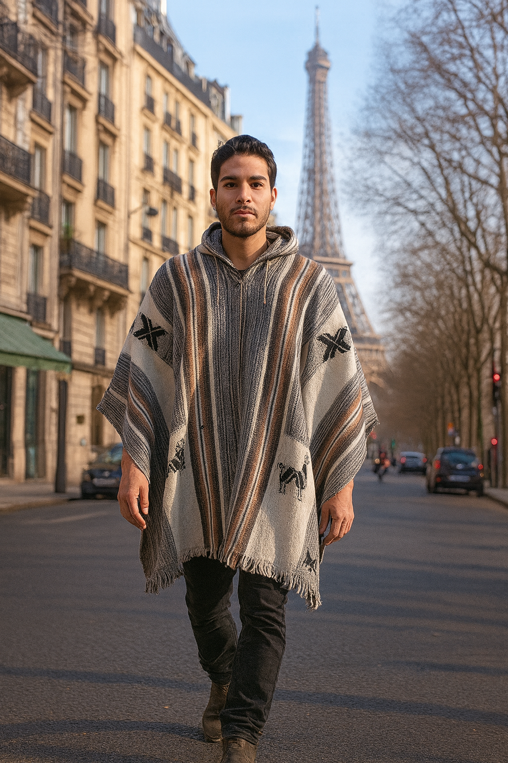 Rustic Alpaca Poncho for Men