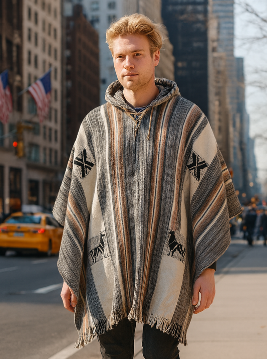 Rustic Alpaca Poncho for Men