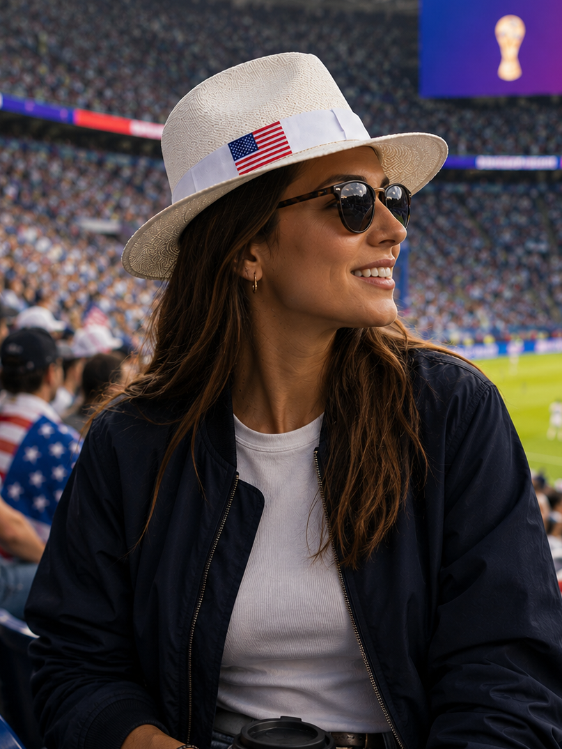 Chapeau Panama Drapeau des États Unis Blanc
