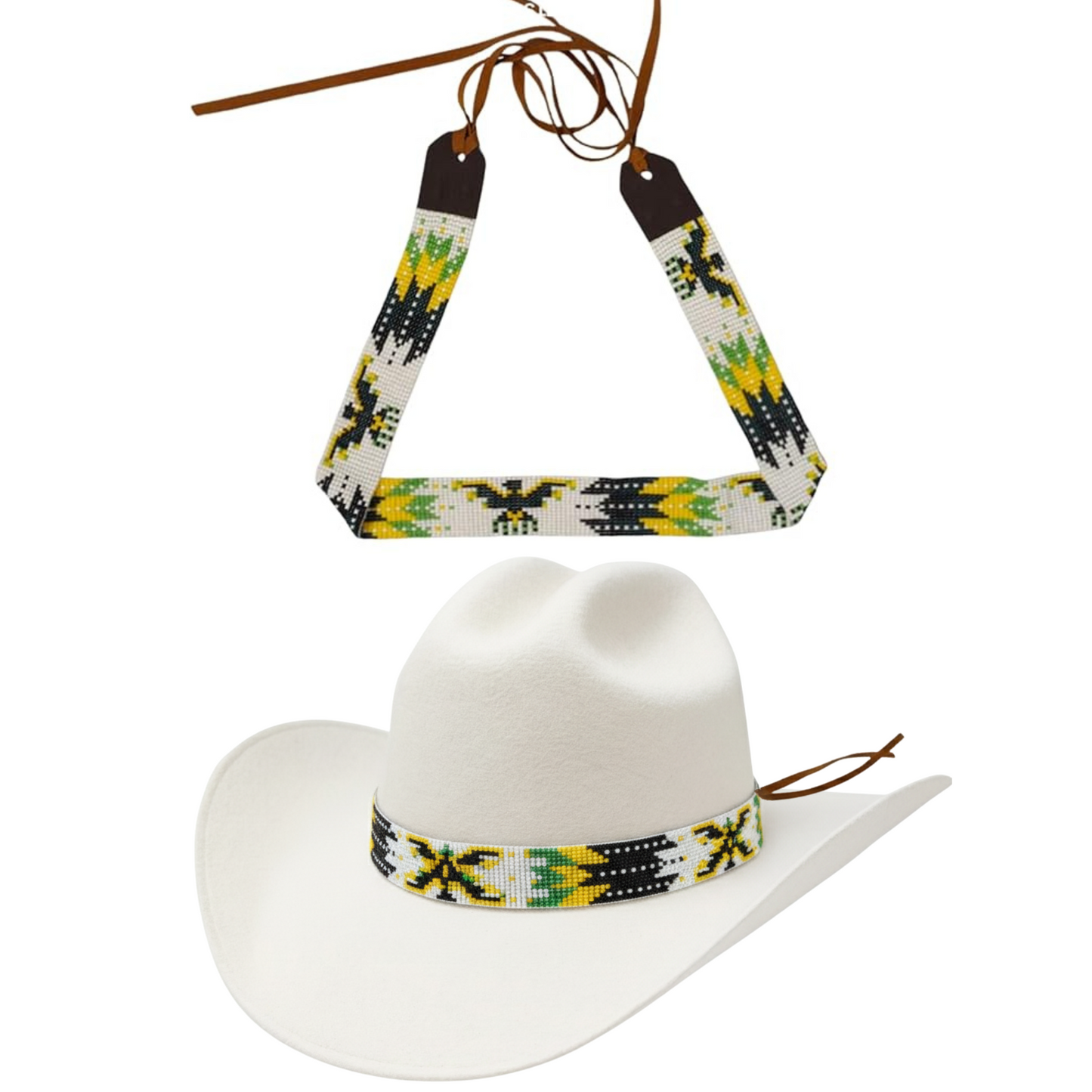 Western Beaded Hat Band with Eagle Motif