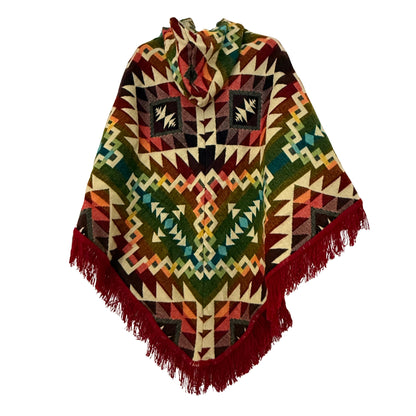 Bohemian Mexican Hooded Poncho for Women