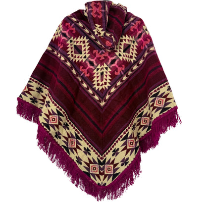 Women’s Boho Mexican Hooded Poncho