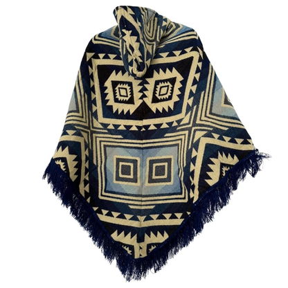 Boho Mexican Hooded Poncho for Women