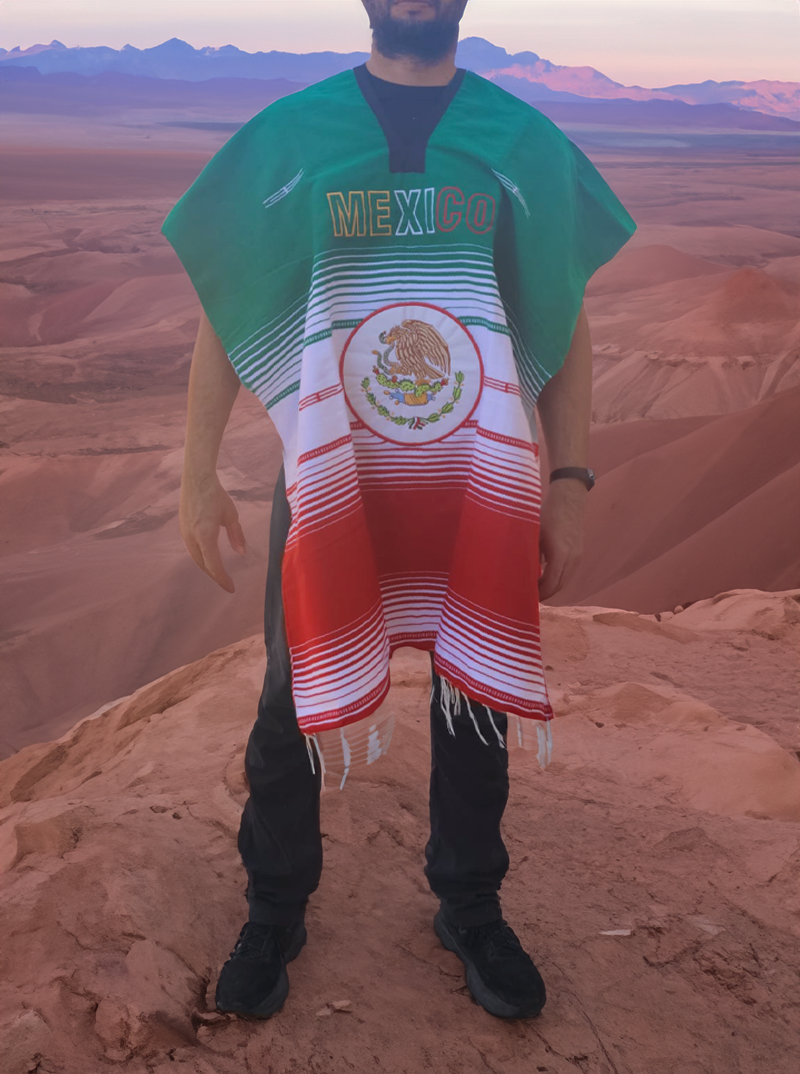 Mexican Flag Poncho Authentic Mexican Serape Poncho Gamboa