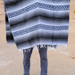 Genuine Mexican Striped Poncho | Gray