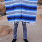 Blue Mexican Poncho | Serape Striped Poncho