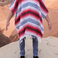Colorful Mexican Poncho | Striped Poncho | Red