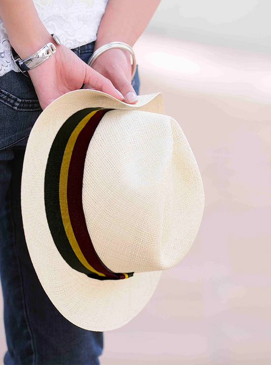 Striped Tricolor Hat Band - Green & Yellow