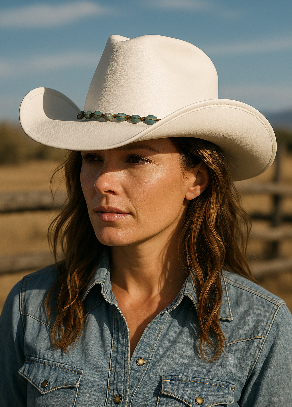 Western Hat Band | Turquoise Chip & Leather Cord