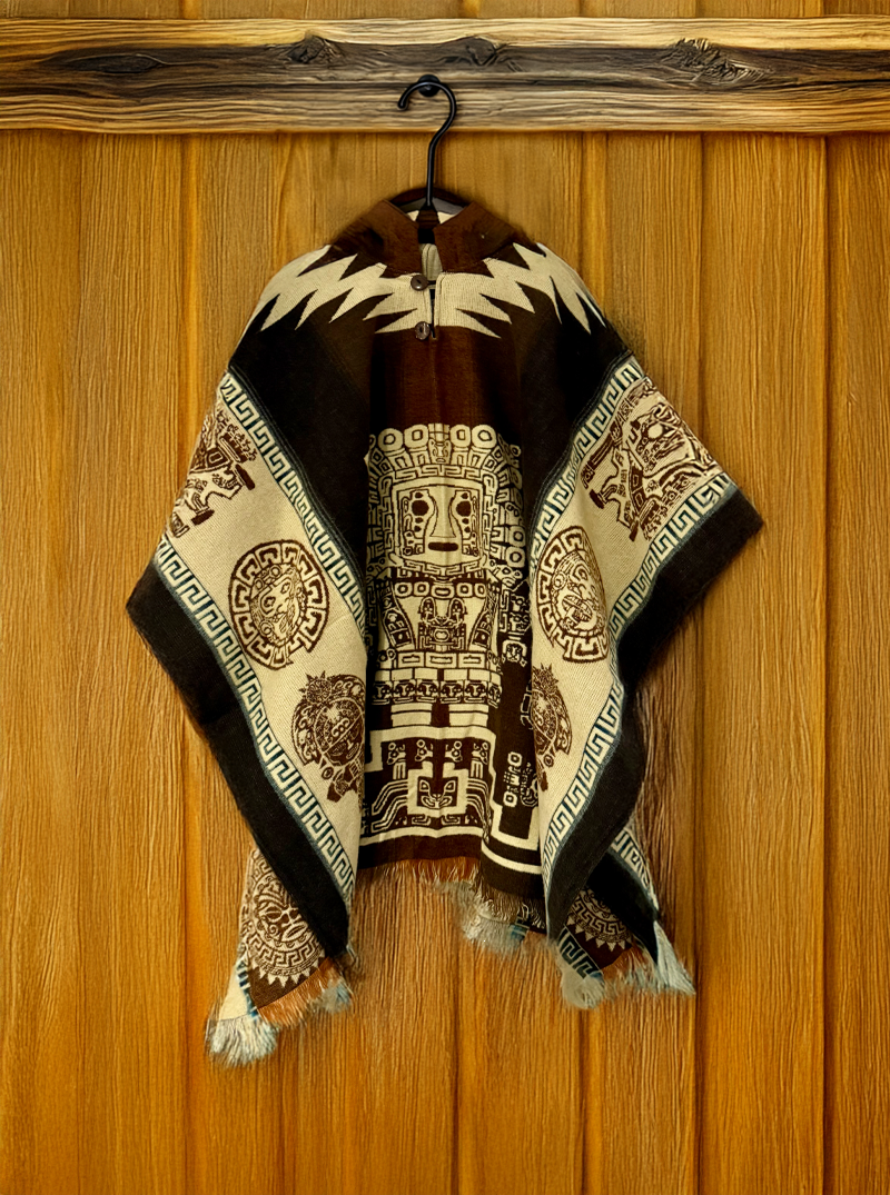 Aztec Rug Poncho Authentic Mexican Poncho for Men | Aztek Figures – Gamboa