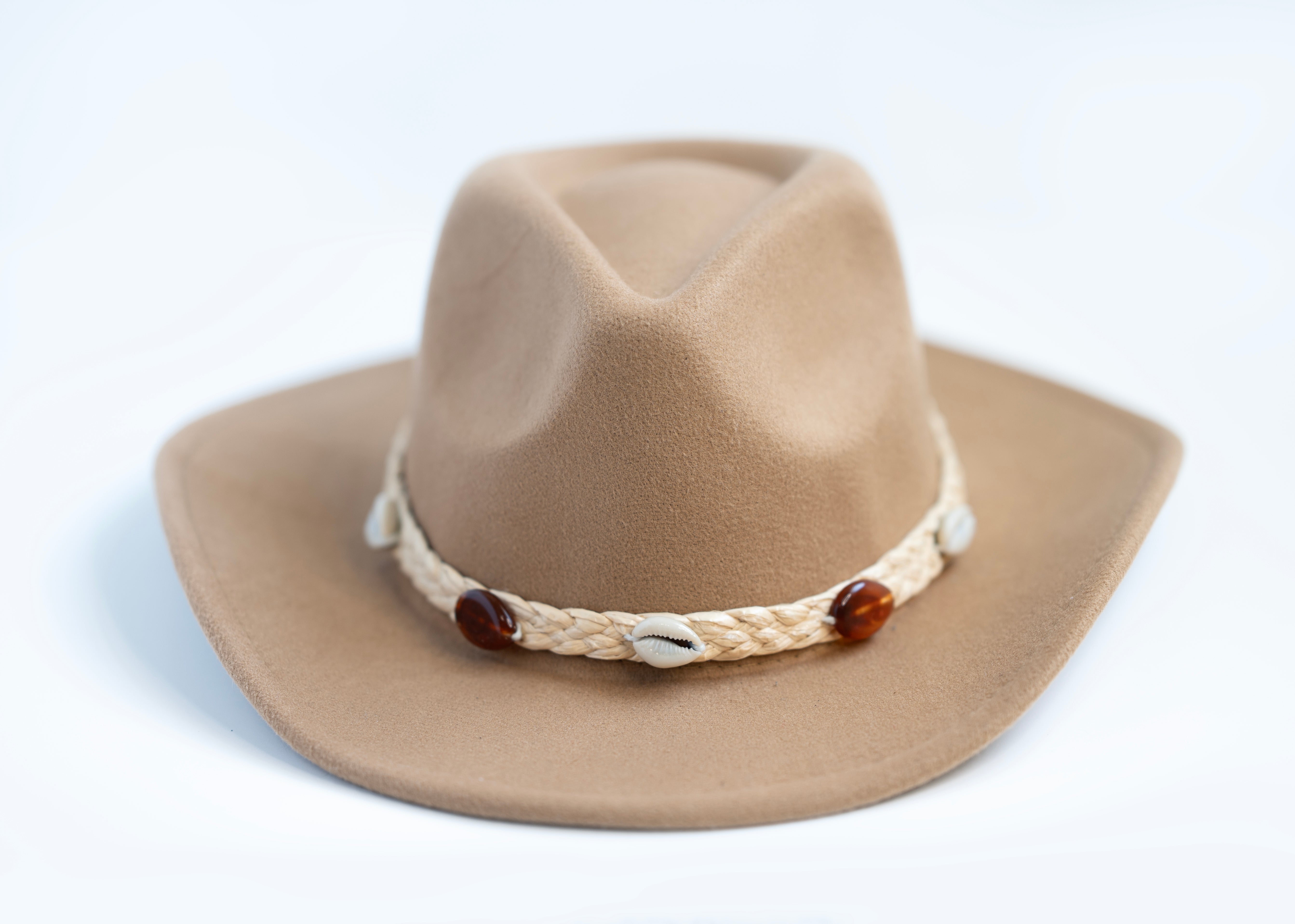 Straw Western Cowboy Hat with Braided Band - Natural Vented White Cowboy Hat – Lightweight Western Style with  main image 2