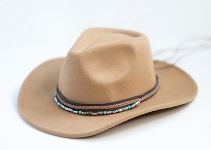 Turquoise Beaded Braided Hat Band