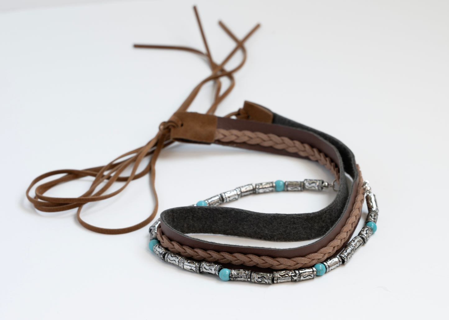Turquoise Beaded Braided Hat Band