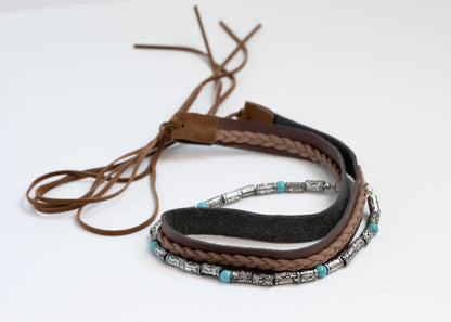Turquoise Beaded Braided Hat Band