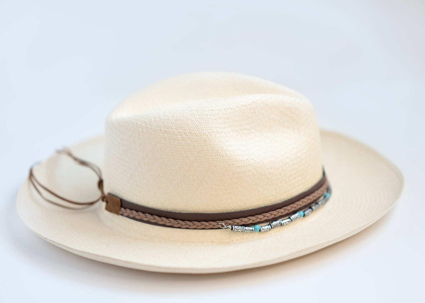 Turquoise Beaded Braided Hat Band