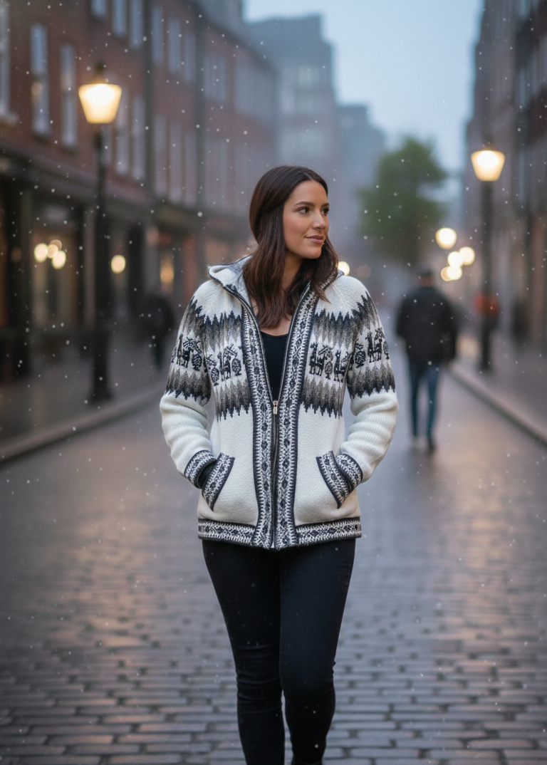 Fair Isle Alpaca Hoodie for Women