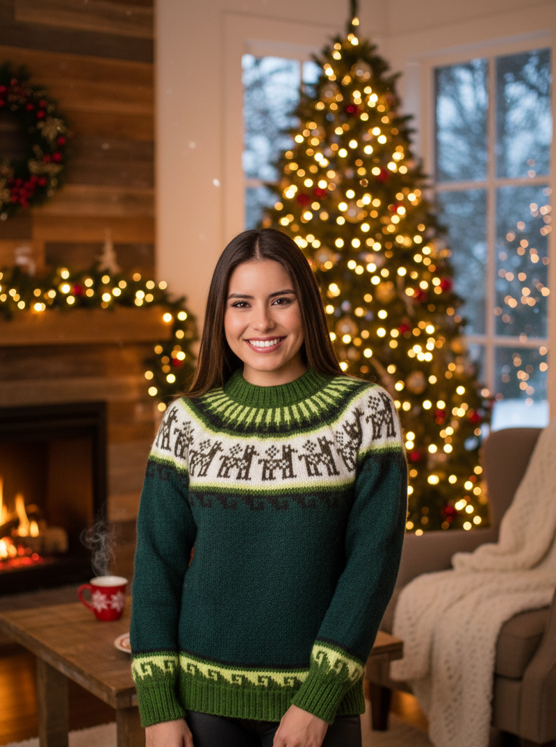 Fair Isle Sweater for Women | Andean Round Neck Alpaca Sweater