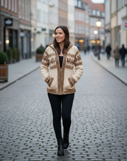 Fair Isle Alpaca Hoodie for Women