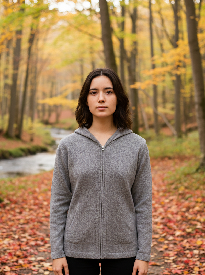 Unisex Alpaca Zip Hoodie in Light Gray