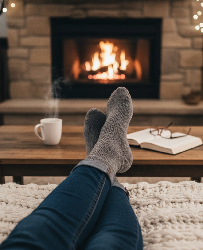 Thick Gray Alpaca Socks