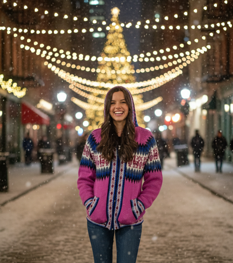 Suéter con cierre y capucha rosa oscuro